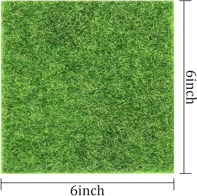 Elcoho 10 Pieces Fake Grass for Crafts Fairy Garden 6 x 6 Inches Artificial Garden Grass for Miniature Ornament Dollhouse DIY Decoration