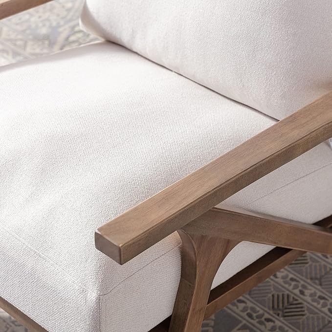 chairus Mid Century Accent Armchair Modern Upholstered Lounge Chair Compfy Leisure Arm Chair for Living Room Fireplace/Bedroom/Reception/Dorms, Linen Fabric White