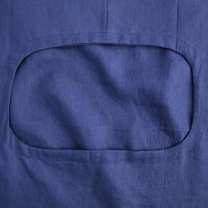 Amazhiyu 100% Linen Door Hanging Laundry Hamper Bag, 19x27 Inches (Navy)