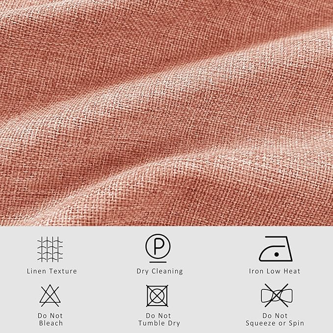 Macochico Orange 100% Blackout Linen Curtains 96 Inches Long Pinch Pleated Curtains for Bedroom Living Room Nursery Farmhouse Insulated Sound Reducing Drapery with Tieback 84”Wx96”L 1 Panel