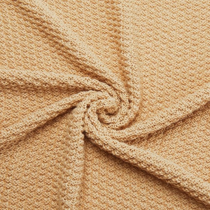 Amazon Basics Chunky Cable Knit Throw Blanket for Couch, Sofa, Bed, Lightweight Soft Cozy, Sand, 50"x 60"