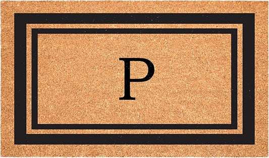 Calloway Mills 152962448 Black Border 24" x 48" Monogram Doormat (Letter P)