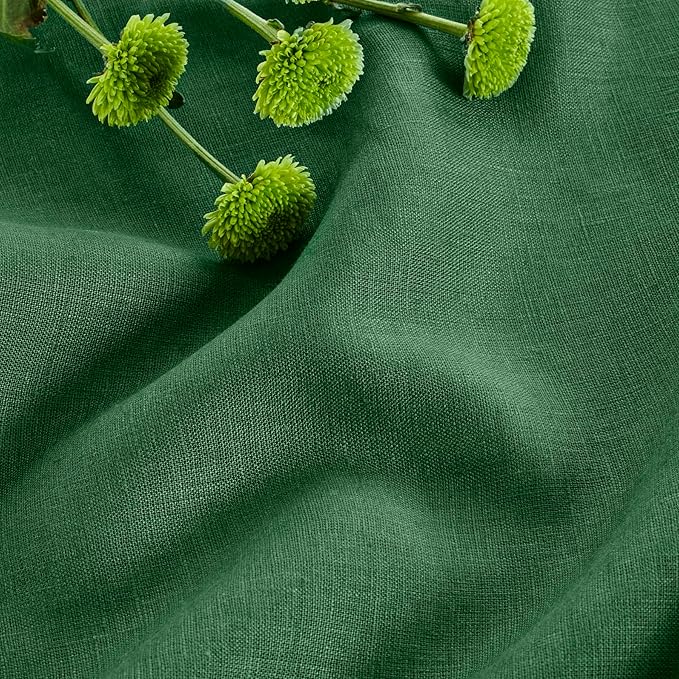 Solino Home Linen Pine Green Table Runner 90 Inches Long - 100% Pure Linen 14 x 90 Inch Table Runner for Fall, Autumn, Thanksgiving - Fete