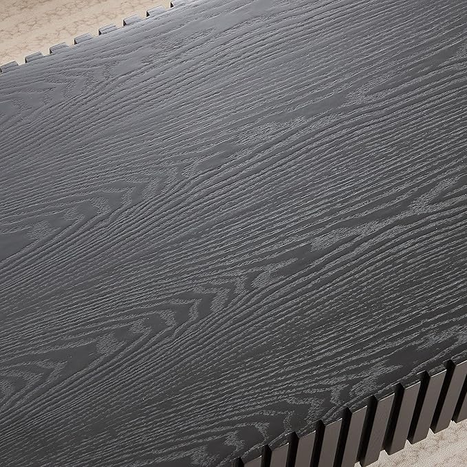 43.7" Oval Coffee Table for Living Room,Modern Handcraft Drum Coffee TableSmall Wooden Coffee Table with Sturdy Pedestal Easy Assembly for Office-Black