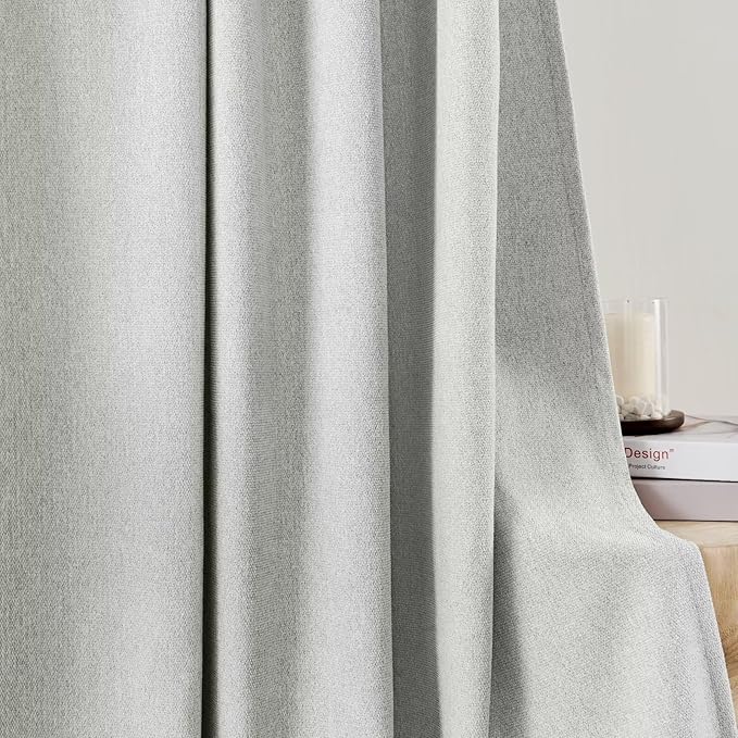 Joydeco Light Filtering Curtains 84 Inch Length for Bedroom, Faux Linen Curtains 84 Inches Long for Living Room, Pinch Pleat Curtains for Living Room 84 Inch Length(52x84 inch, Greyish White)