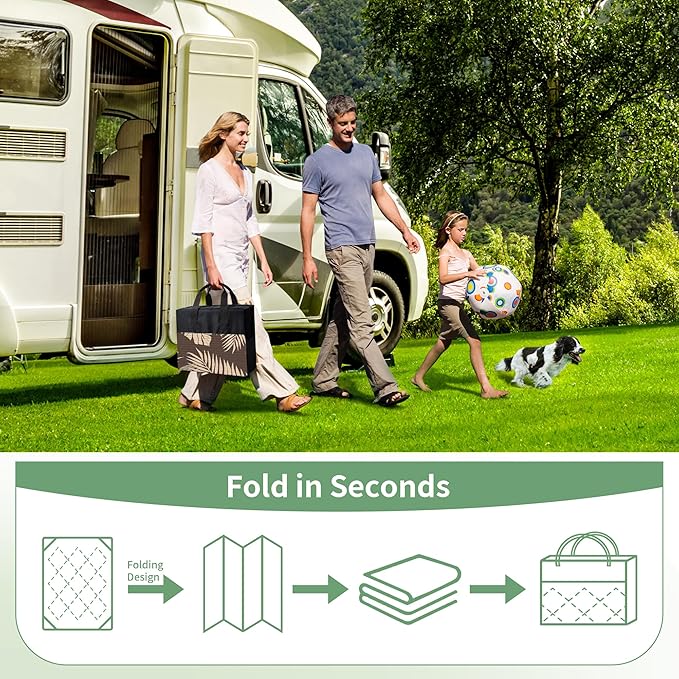 GENIMO Outdoor Rug 6' x 9' Waterproof for Patios Clearance, Reversible Outdoor Plastic Straw Camping Rug Carpet, Large Area Rugs Mats for RV, Camper, Deck, Balcony, Porch, Beach, Picnic, Coffee&Beige