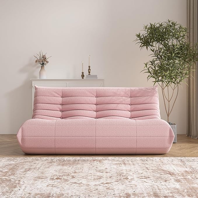 Big Bean Bag Chairs for Adults, 3 Seater Large Bean Bag Sofa, Fireside Chair Lazy Sofa Chair with High Density Comfortable Foam, Modern Bean Bag for Living Room, Bedroom, Office (Pink)