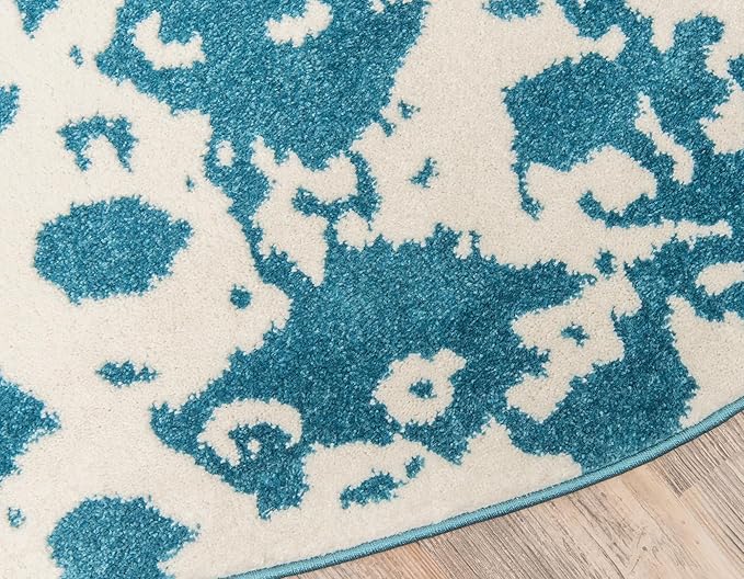 Unique Loom Rosso Collection Vintage Traditional Distressed Blue Round Rug (8' 0 x 8' 0)