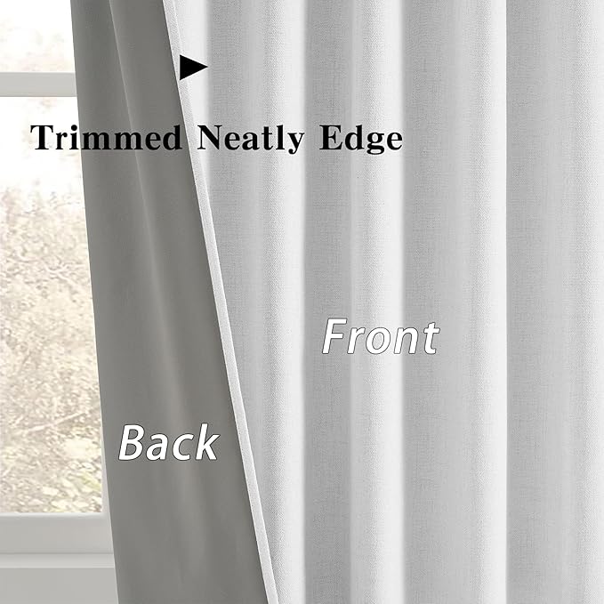 RAIN CITY Snow White Blackout Curtains Back Tab 2 Panels 50 x 96 Inches Long 2 Panels Set for Living Room Bedroom Dining Room Playroom