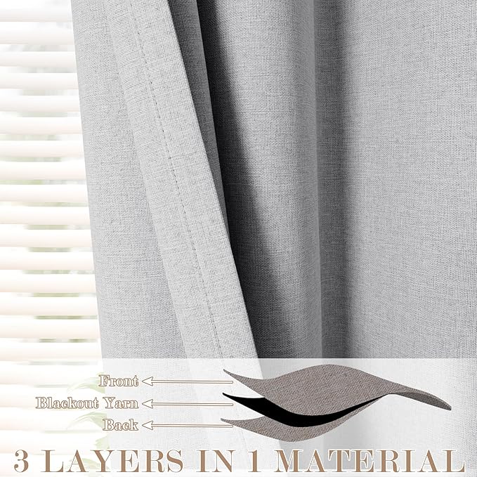 Room Divider Curtains Screen Partitions, Linen Look 100% Blackout Drapery 102 Inches Long, 100" Wide Pinch Pleated Window Drapes, Privacy Protecting, Light Blocking, (1 PC, Silver Grey)