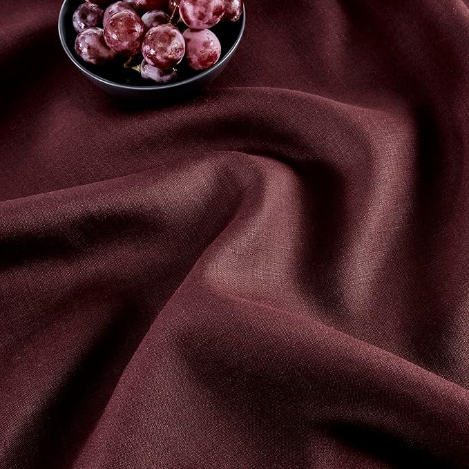 Solino Home Linen Table Runner 48 Inches - 100% Pure Linen Burgundy Hemstitch Table Runner 14 x 48 Inch Ideal for Dresser and Coffee Tables - Fall, Autumn, Thanksgiving - Classic Hemstitch