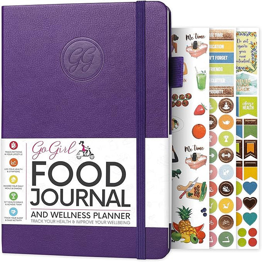 GoGirl Food Journal & Wellness Planner –– Diet & Fitness Diary – Nutrition Journal with Meal, Exercise & Weigh Loss Tracker, A5 (Purple)