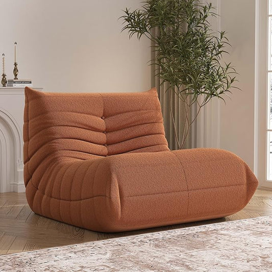 Bean Bag Chair, Fireside Chair Bean Bag Sofa Large Bean Bag Chair for Adults, Bean Bag Chairs for Teens with High Density Comfortable Foam, Memory Foam Bean Bag for Living Room, Bedroom (Orange)