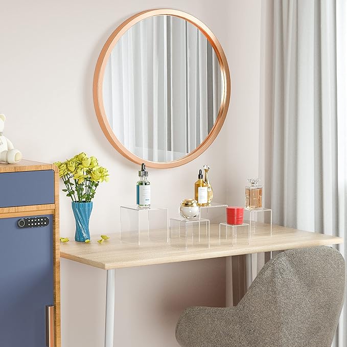 Clear Acrylic Risers 3 pcs, Square Acrylic Food Display Stands Tabletop, Display Shelf for Vendors, Collectibles, Funko Pop, Food, Glasses, Perfume, Small Plants - 5''x6''x7''