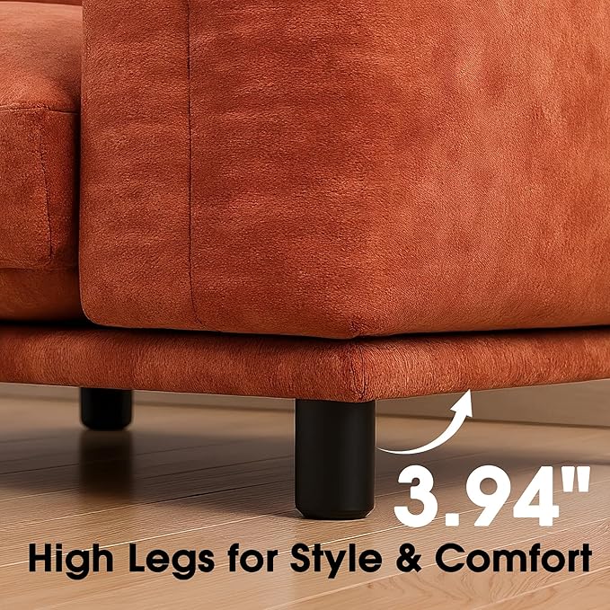 Modern Minimalist Chenille Modular Sectional Sofa, Oversized U-Shaped Couch with Movable Ottoman, Thick Cushions, Upholstered Sofa for Living Room, Bedroom, Office, Apartment Orange 2 Ottoman