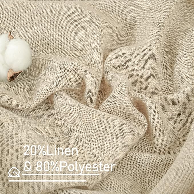 LAMIT Natural Linen Curtains 80 inches Long 2 Panels Set, Bronze Grommet Thick Doorway Curtains Privacy Assured with Light Filtering for Bedroom/Living Room, 34 x 80 Inch, Linen