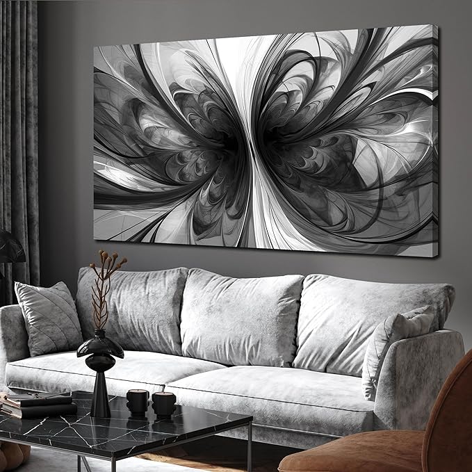 Large Abstract Canvas Wall Art Living Room Black Art Wall Decor for Office Teenage Boy Room Decor 29 x 59 Inch