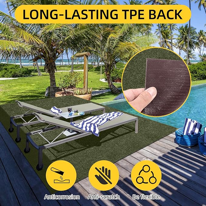 Marine Carpet,6 FT x 23 FT Olive Green Indoor Outdoor Carpet 0.2" Thick with Water-Proof TPE Backing, Non-Slide for Home, Patio, Porch, Deck