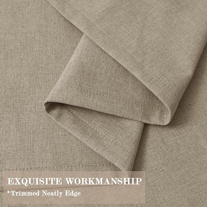 Full Blackout Privacy Curtains, 240 Inch Extra Wide Linen Blend Drapes, Pinch Pleat Window Drapery for Room Divider Storage/Space Room Separation, 1 Panel, W 240" x L 108", Light Khaki