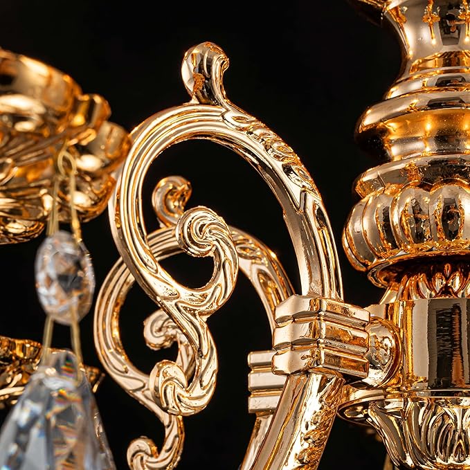 French K9 Crystal Maria Theresa Chandeliers, Luxury Vintage Pendant Light Fixture for Dining Room, Living Room, D17.7*H25~72 inch (Adjustable), Clear Crystal & Brass Finish Frame