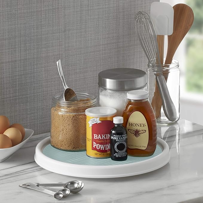 Copco Basics Non-Skid Pantry Cabinet Lazy Susan Turntable, 12-Inch, White (Pack of 2)