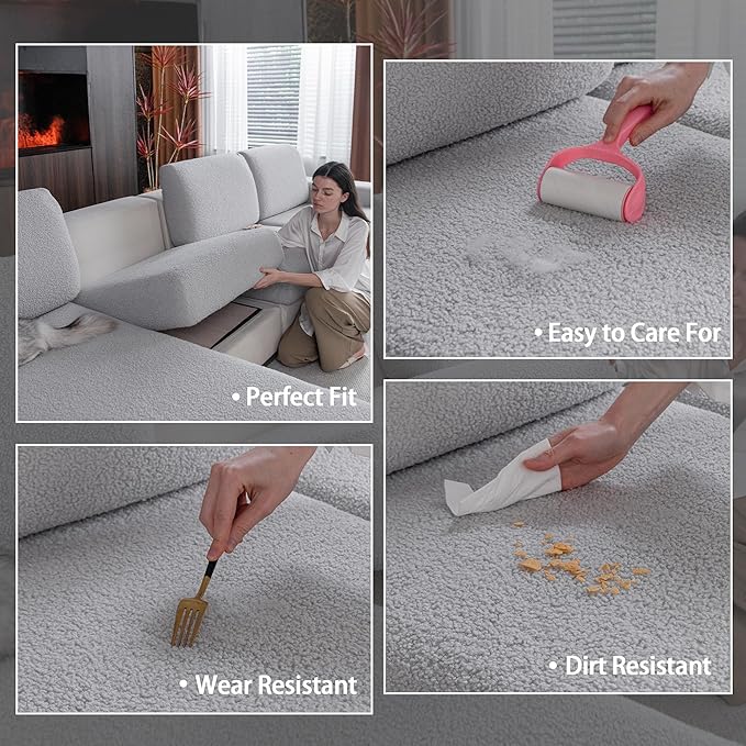 Couch Cushion Covers for Sectional Sofa, Stretch Soft Sofa Slipcovers Washable Wear-Resistant Universal Furniture Protector for Living Room(1 Piece Armrest Cover, Light Gray)