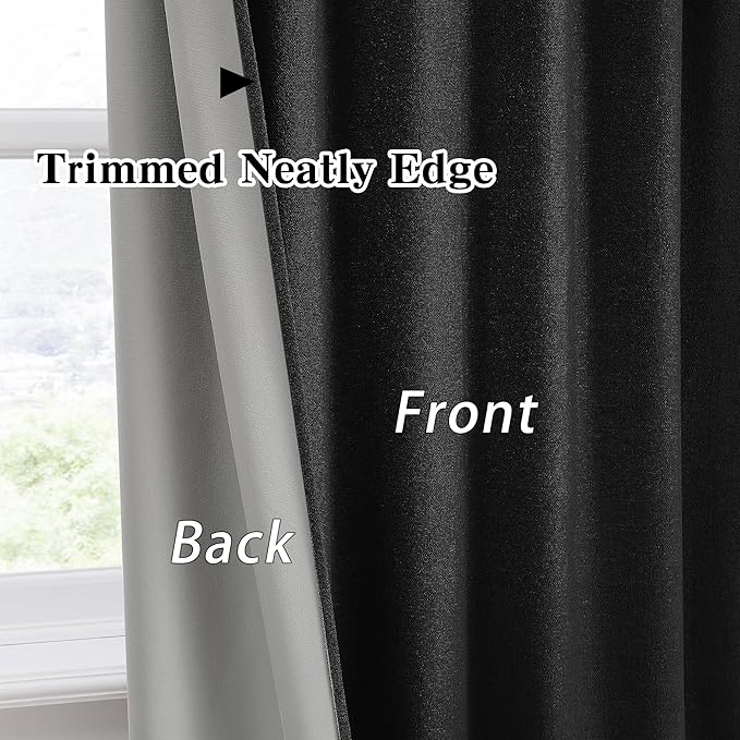 RAIN CITY Black Blackout Curtains Back Tab 2 Panels 70x90