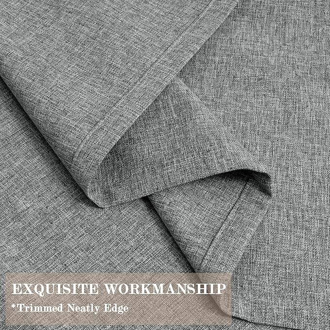 Mid Grey Pinch Pleat 100% Blackout Drapes Linen Blend, Room Divider, Room Darkening, Energy Saving, Furniture Protecting, Light Blocking Extra Wide Privacy Curtains, 200Wx102L, 1 PC