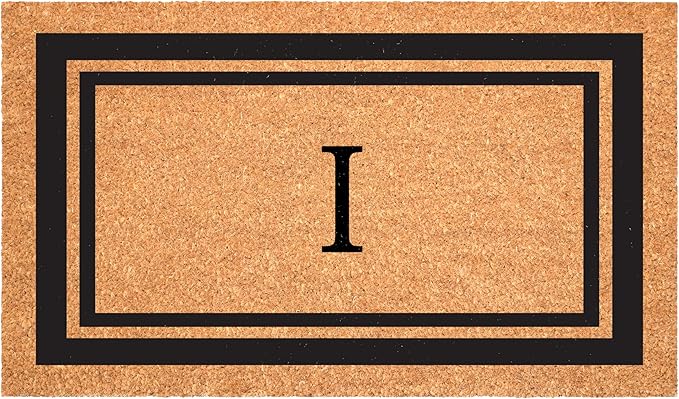 Calloway Mills 152963048I Black Border 30" x 48" Monogram Doormat Letter (I)