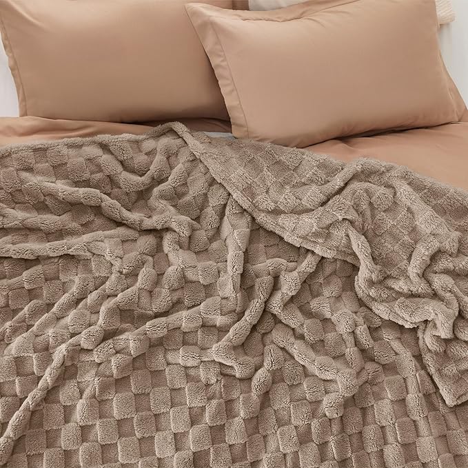 Bedsure GentleSoft Blankets Queen Size for Bed - Super Soft Cozy Blanket for Women Men Girls, Large Fuzzy Fleece Throw for Bedroom Decor, Light Taupe, 90x90 Inches
