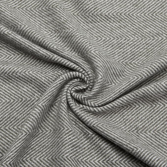 Amazon Basics Cozy Room Décor Throw Blanket, Lightweight, Recycled Polyester, Dark Gray and Light Gray Herringbone, 50"x 60"