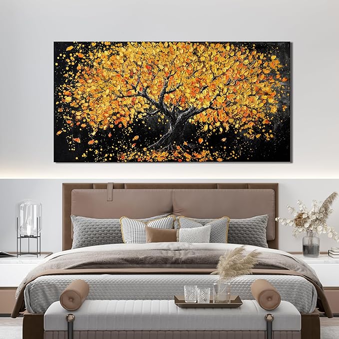 Canvas Wall Art Decor Wall Art Pictures for Living Room Artwork for Walls Black and Gold Wall Art Decor Tree of Life Wall Art Modern Wall Art Prints Art Work for Home Office Kitchen Wall Decor 24"X48"