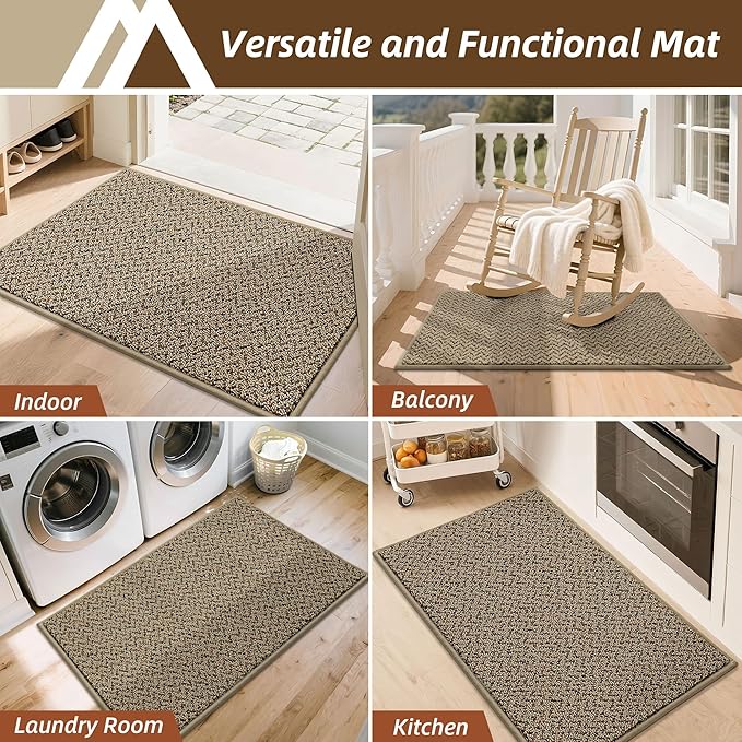 COSY HOMEER-Door-Mat 24"x36" Non Slip Absorbent Entryway Rugs Dirt Trapper Doormats Washable Entrance Mats Low Pile Welcome Floor Mat for Front Back Door and Entry Mats,Taupe