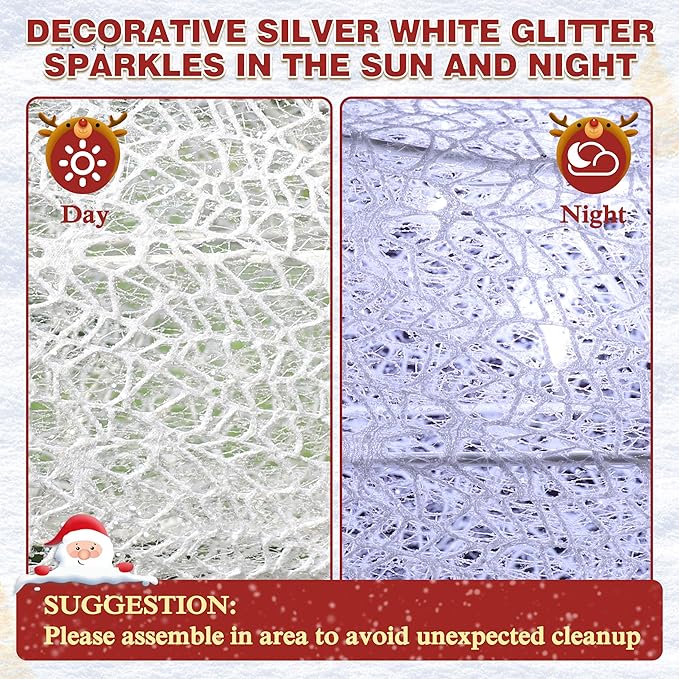 BlueWish 6FT Christmas Decorations Outdoor, Pre-Lit Lighted Xmas Decor with Removable Decorative Bow, Lighted Post Christmas Decoration with Waterproof Lights Cold White for Outdoor and Indoor