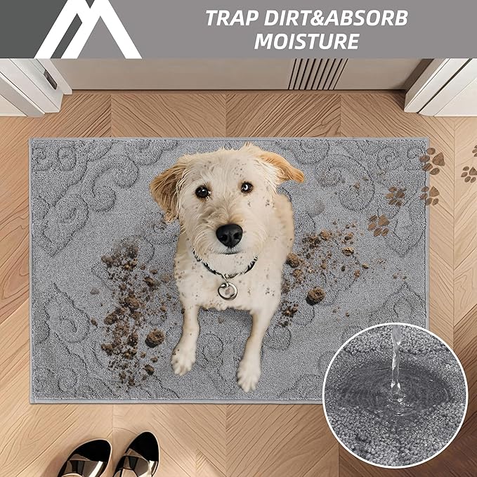 COSY HOMEER-Door-Mat-Non-Slip-Entryway-Rug 36”x60” Absorbent Welcome Mats Washable Dirt Trapper Door Mat Entrance Floor Mats for Front Back Doormats and Wet Shoes,Grey