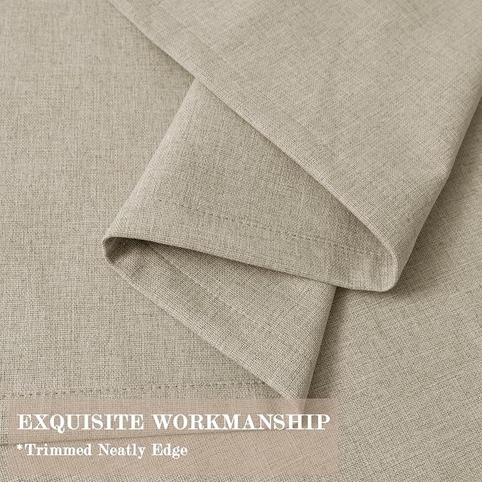 Full Blackout Privacy Curtains, 240 Inch Extra Wide Linen Blend Drapes, Pinch Pleat Window Drapery for Room Divider Storage/Space Room Separation, 1 Panel, W 240" x L 108", Beige