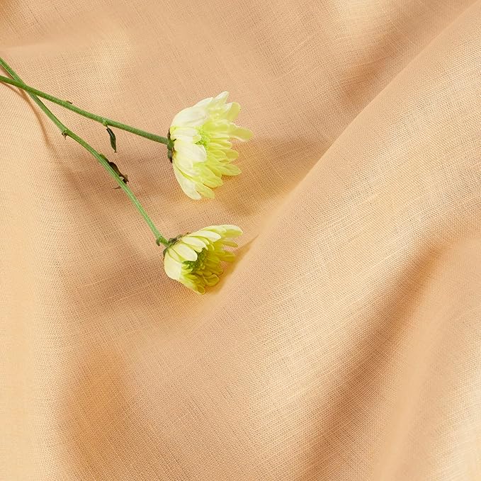 Solino Home Linen Table Runner 72 Inches Long - 100% Pure Linen Peach Table Runner 14 x 72 Inch - Fete