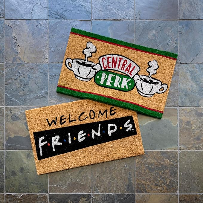 Gertmenian Friends Coir Doormat - 2x3 Welcome Mat (2-Pack), Ideal for High Traffic Areas in Front Door, Garage, Entryway - Paramount Central Perk/Welcome, 80028
