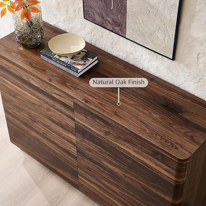 8 Drawer Dresser for Bedroom, 52 Inch Wide Modern Chest of Drawers, Push-to-Open Wood Storgae Organizer with Large Drawers for Bedroom, Living Room, Hallway,Brown