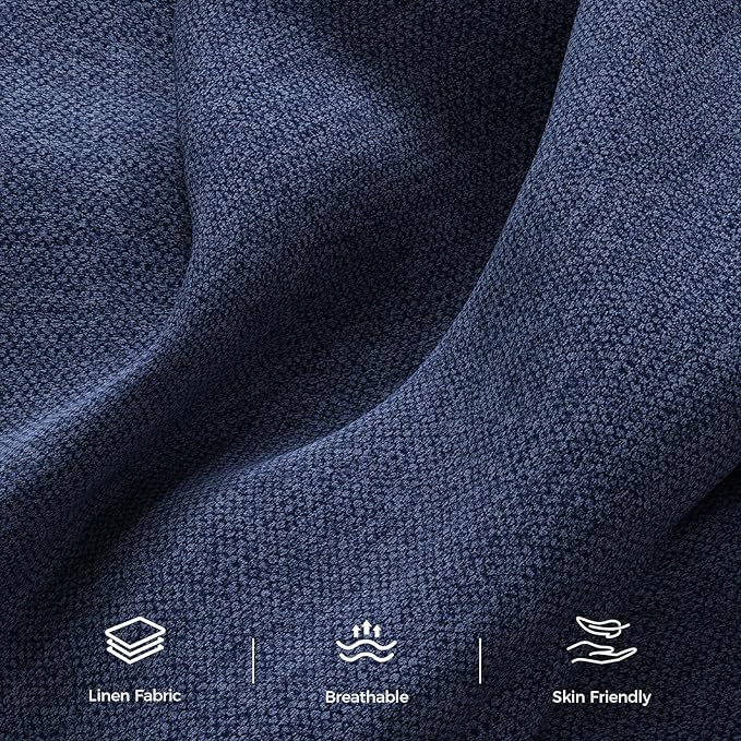 89” Futon Sofa Bed, Linen Comfy Futon Couch Bed with 2 Square Pillows, Convertible Sleeper Sofa with Adjustable Backrest& Armrests, Modern Loveseat Sleeper for Living Room, Bedroom, Blue