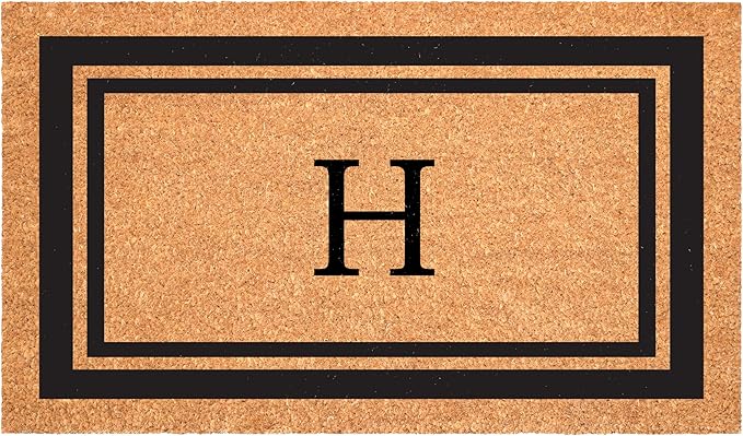 Calloway Mills 152962448 Black Border 24" x 48" Monogram Doormat (Letter H)