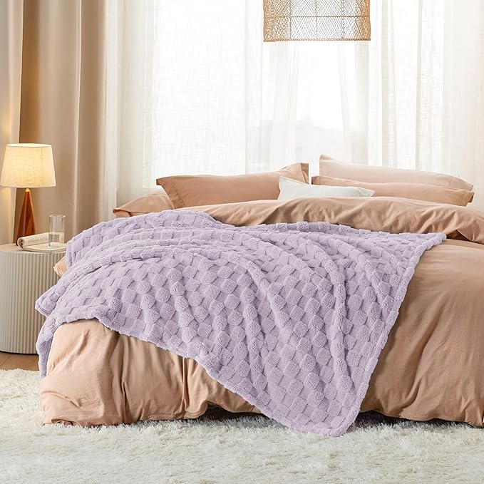 Bedsure GentleSoft Lavender Fog Throw Blanket for Couch - Super Soft Cozy Blankets Gifts for Women Men Girls, Cute Small Fleece Throws for Bedroom Home Decor, 50x70 Inches
