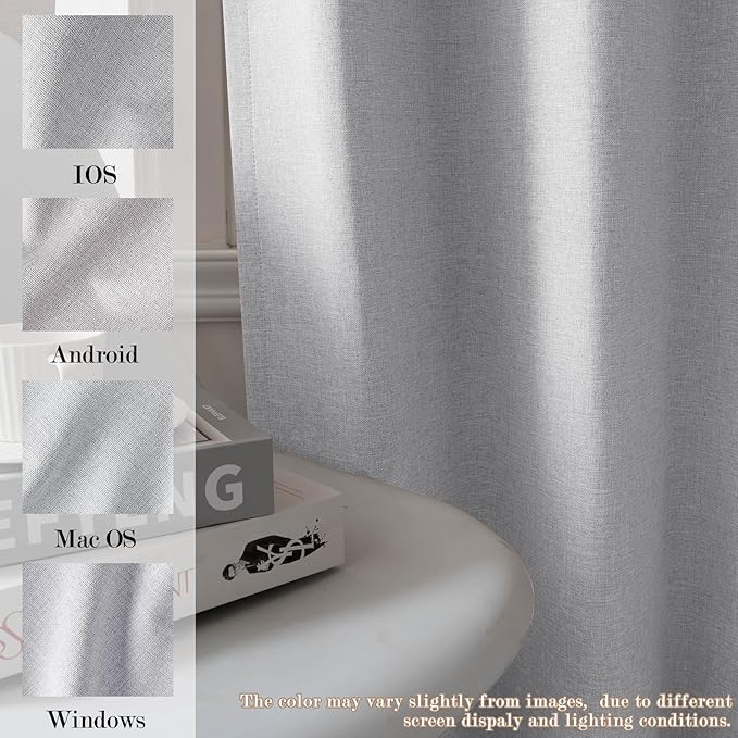 Room Divider Curtains Screen Partitions, Linen Look 100% Blackout Drapery 84 Inches Long, 120" Wide Pinch Pleated Window Drapes, Privacy Protecting, Light Blocking, (1 PC, Silver Grey)