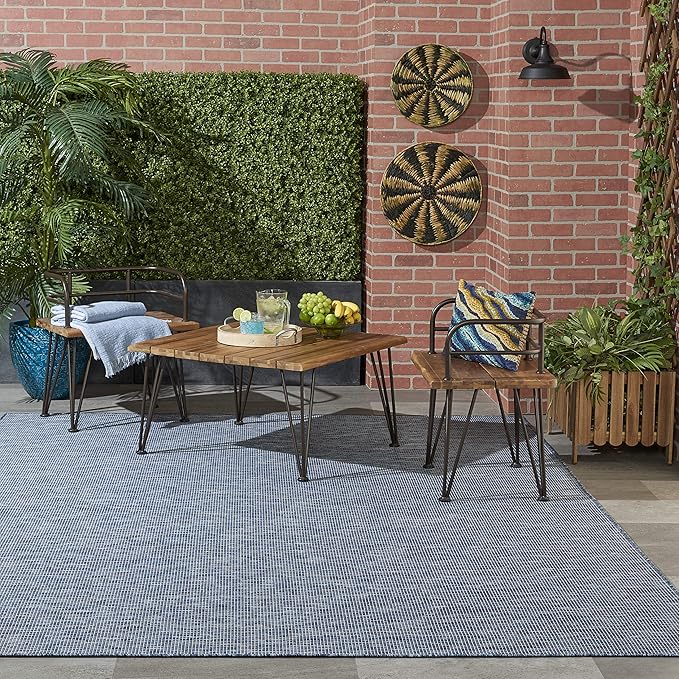 Nourison Home Positano 6' x 9' Navy Blue Fabric Modern Area Rug (6' x 9')