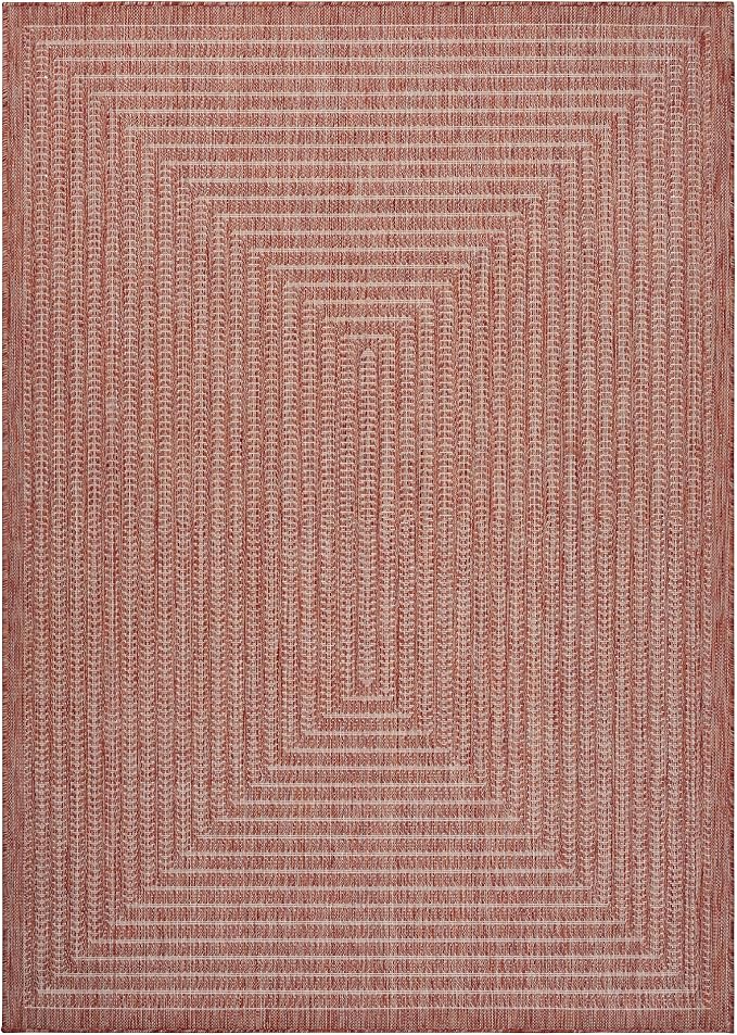 Adiva Rugs Outdoor Indoor Area Rug, Weather Resistant, Easy to Clean, Stain Resistant Floor Mat for Dining Room, Backyard, Deck, Patio (Copper Weiss, 6' x 9')