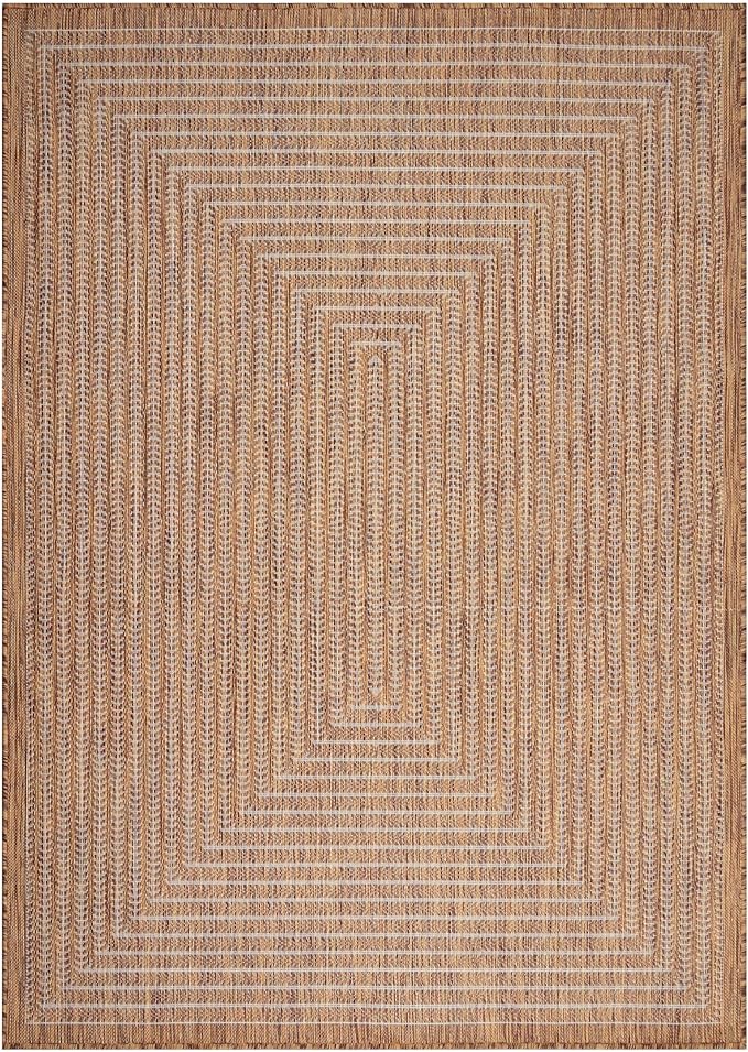 Adiva Rugs Outdoor Indoor Area Rug, Weather Resistant, Easy to Clean, Stain Resistant Floor Mat for Dining Room, Backyard, Deck, Patio (Wooden, 5' x 7')