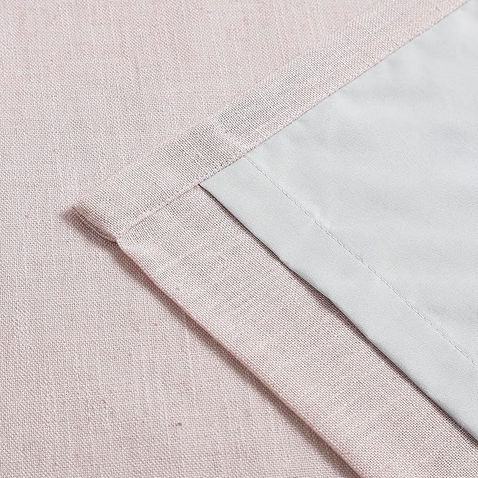 Vision Home Soft Pink Pinch Pleated Full Blackout Curtains Linen Blended Room Darkening Window Panels 108 inch for Living Room Bedroom Thermal Insulated Pinch Pleat Drapes with Hooks 60" Wx108 Lx1