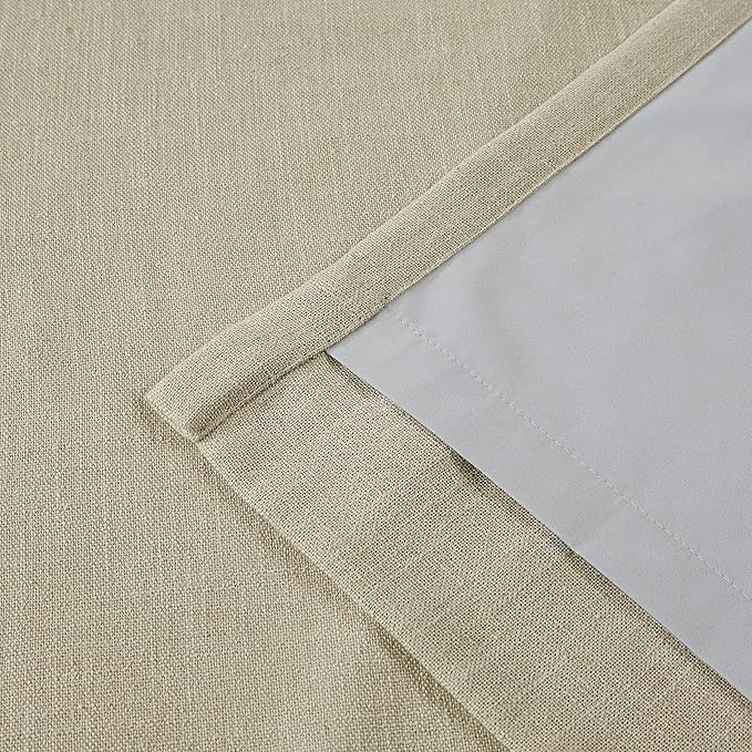 Vision Home Sand Pinch Pleated Full Blackout Curtains Linen Blended Room Darkening Window Curtains 102 inch for Living Room Bedroom Thermal Insulated Pinch Pleat Drapes with Hooks 60" Wx102 Lx1