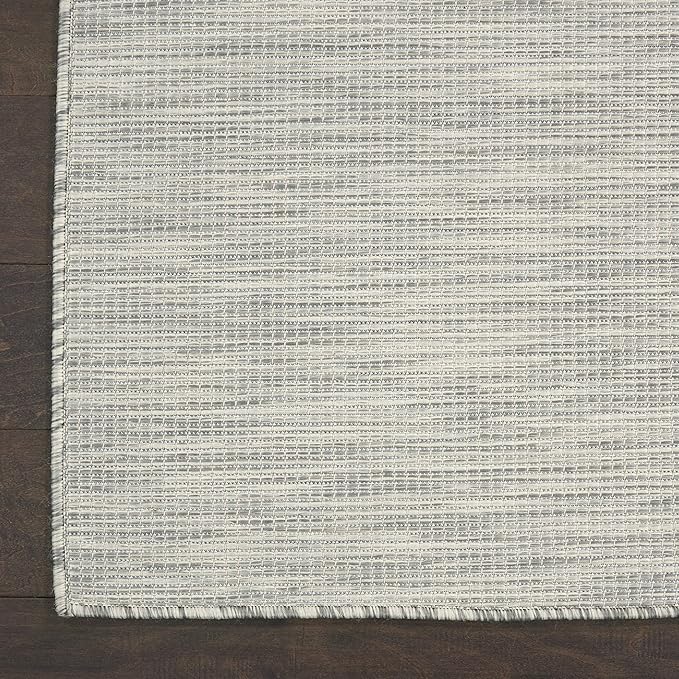 Nourison Positano Indoor/Outdoor Light Grey 6' x Round Area Rug, Easy Cleaning, Non Shedding, Bed Room, Living Room, Dining Room, Backyard, Deck, Patio (6 Round)