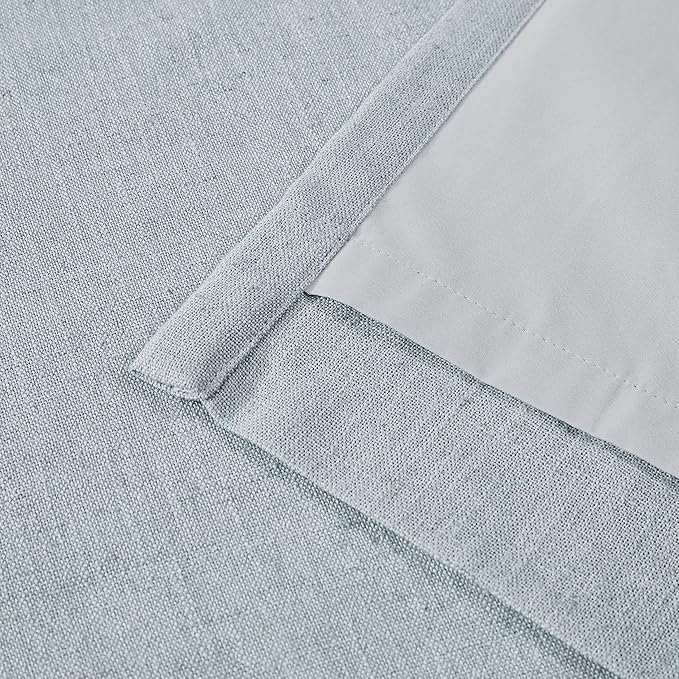 Vision Home Blue Fog Pinch Pleated Full Blackout Curtains Linen Blended Room Darkening Window Curtains 84 inch for Living Room Bedroom Thermal Insulated Pinch Pleat Drapes with Hooks 1 Panel 60"Wx84"L